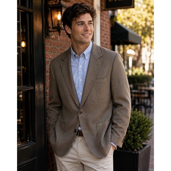 Lands' End Other - Vintage Lands' End Mens Blazer 44R Wool Blend Made USA Brown Tan Sport Coat